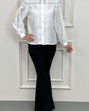 شومیز سفید مدل 5024 - انگلیسی