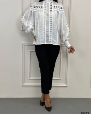 بلوز سفید مدل 5027 - انگلیسی